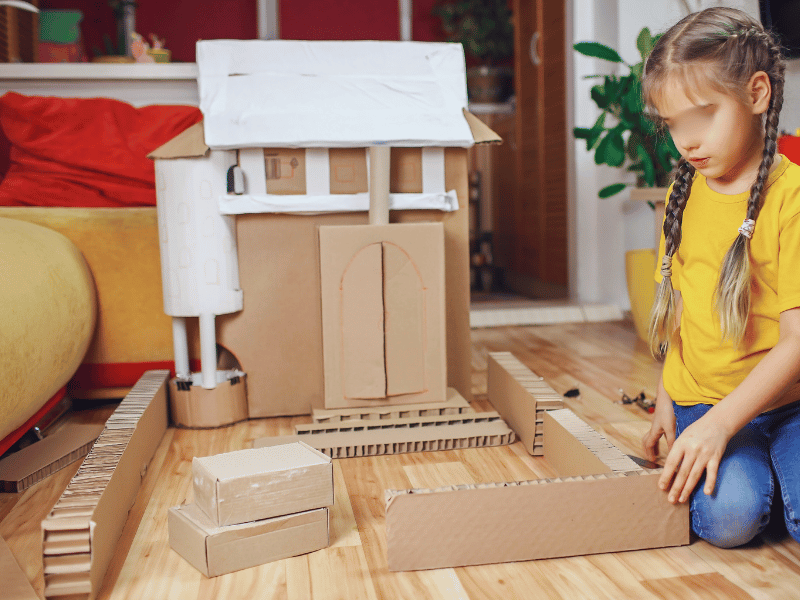 cardboard boxes, tubes and recyclables are great open-ended toys