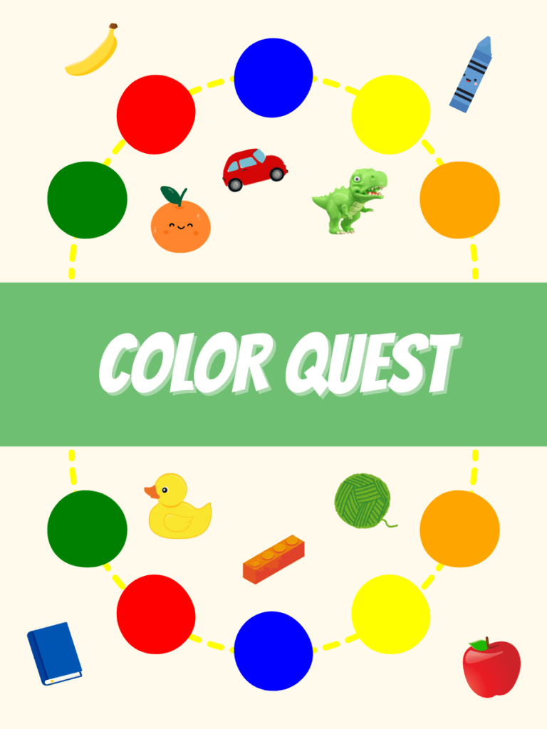 color quest is a fun and interactive scavanger hunt game for younger kids