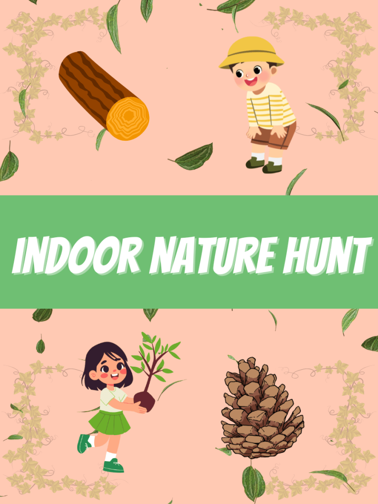 indoor nature scavanger hunt is ideal for kids