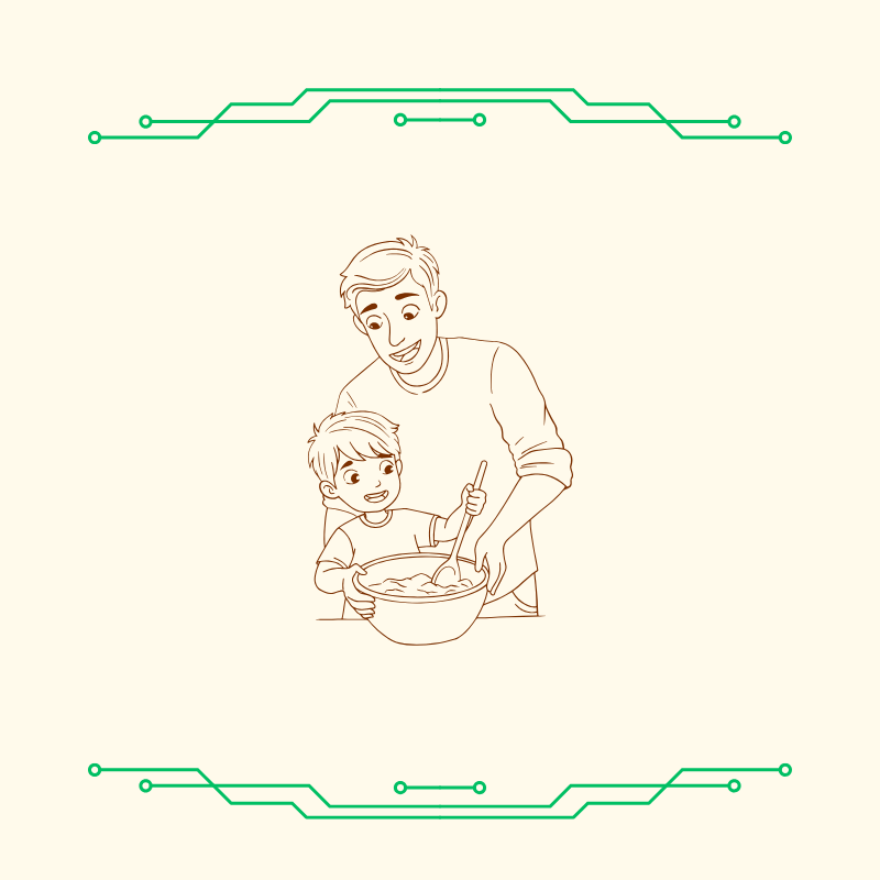 father and son can cook together