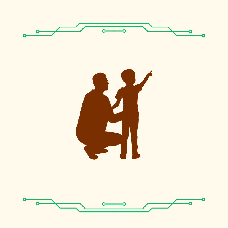 father and son reflect after a long day together